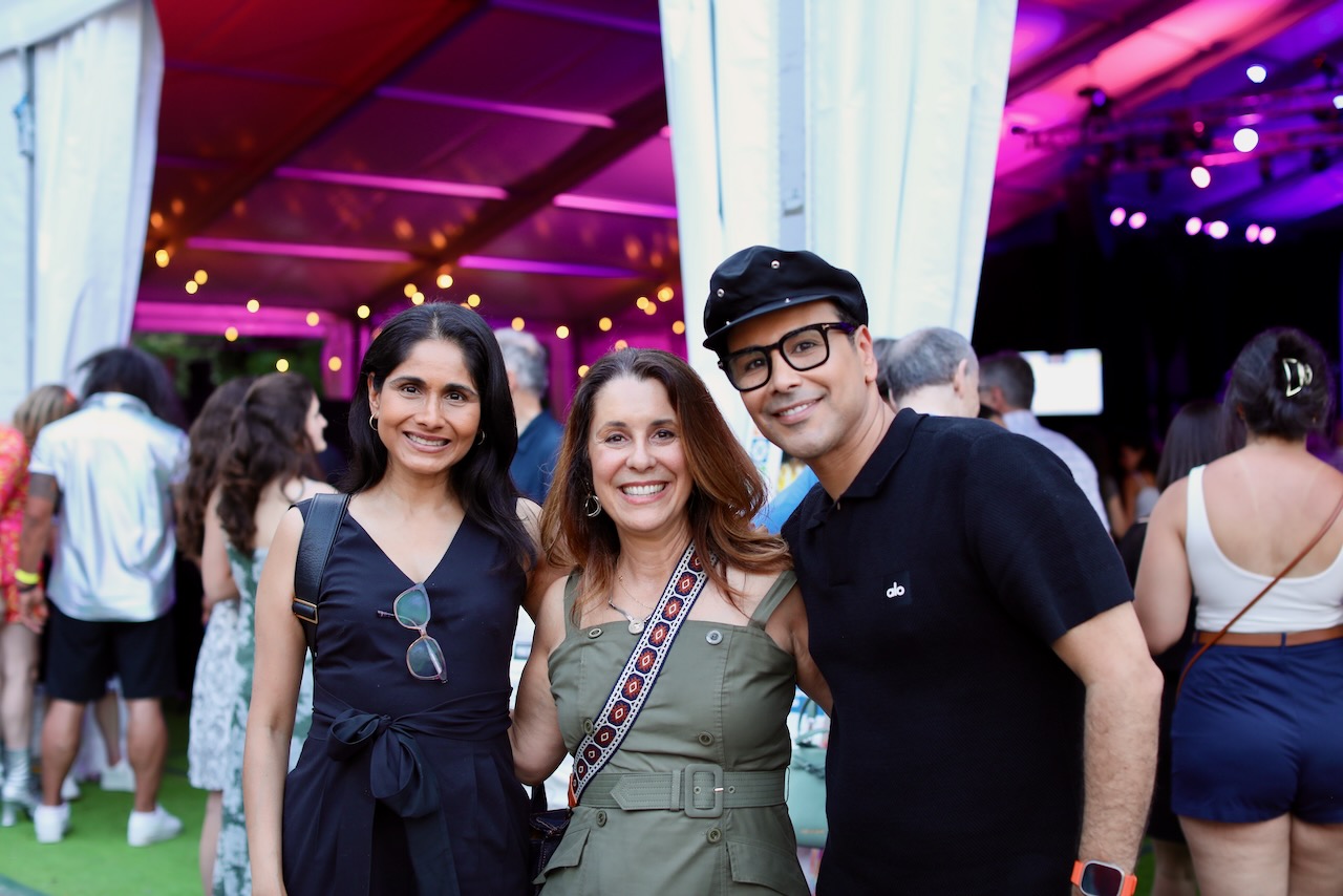 Friends outside the Festival pavilion