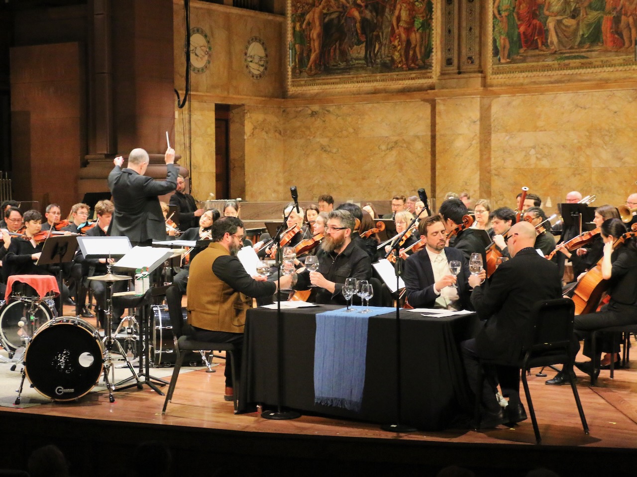 Conductor Rossen Milanov and So Percussion in performance with the Princeton Symphony Orchestra March 2025