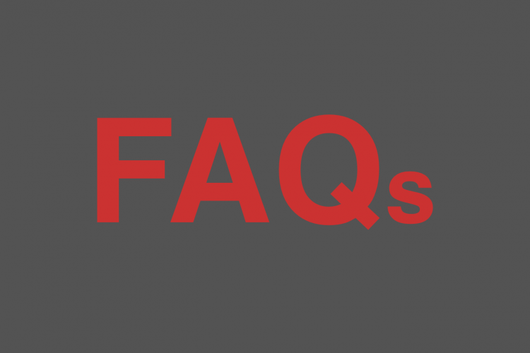 FAQs red letters on gray ground