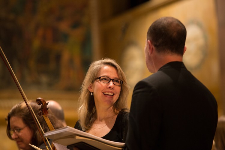 Basia Danilow confers with Rossen Milanov at a dress rehearsal.