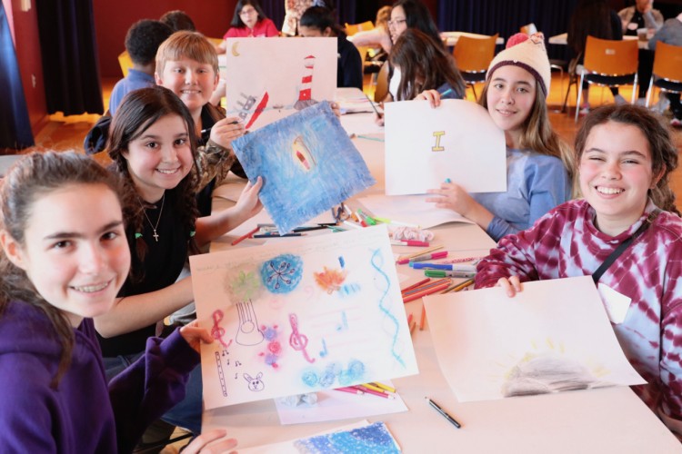 Listen Up! students creating art at a workshop