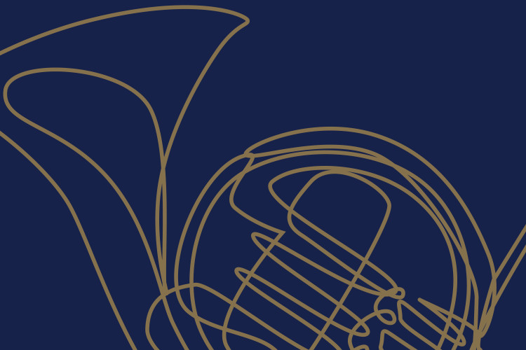 French horn line-drawing image