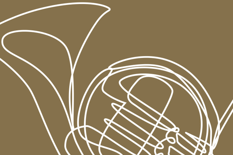 French horn line drawing image