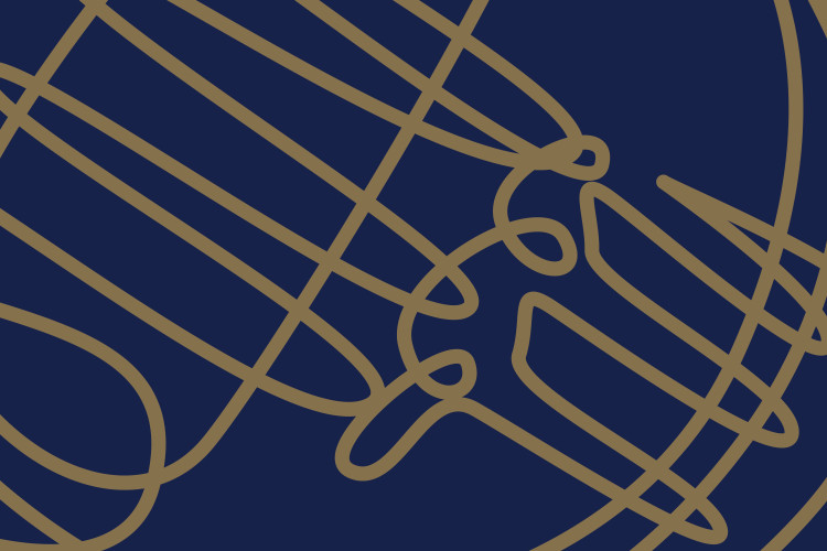 French horn line drawing image