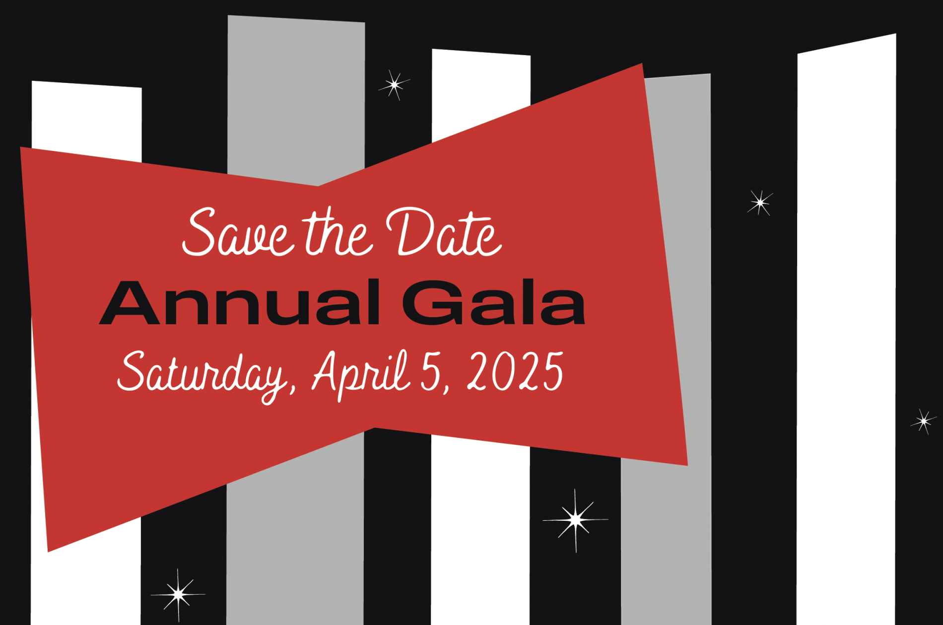 Text: Save the Date - Annual Gala - Saturday, April 5, 2025