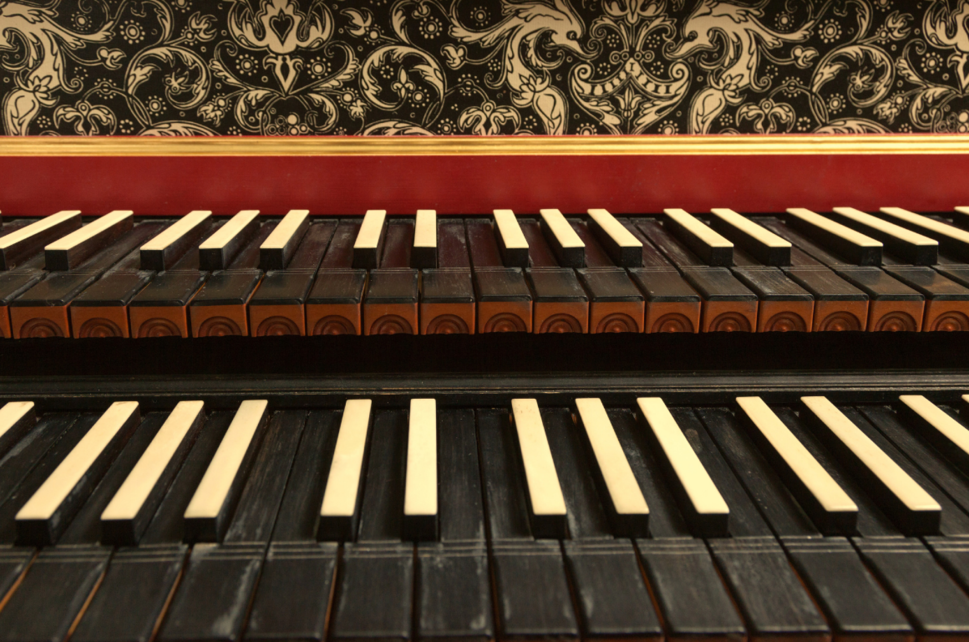 close up of harpsichord