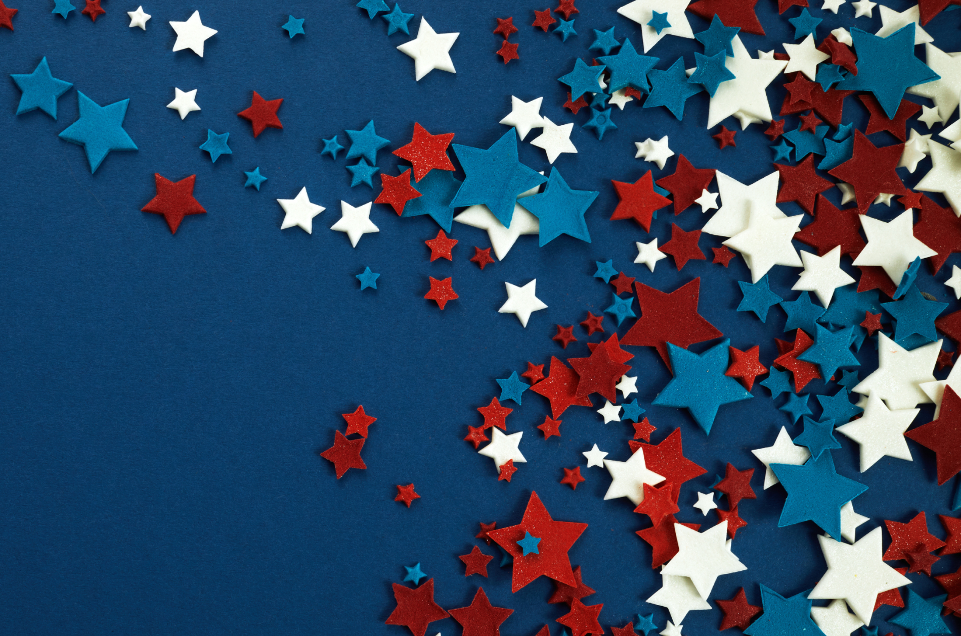 Red white and blue stars on blue ground